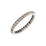 White sapphire full eternity ring, unmarked white mount, size O, 1.5g gross Condition: Overall light
