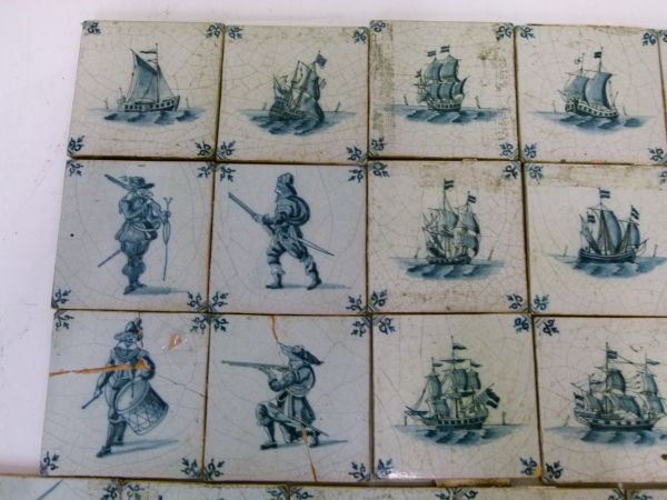 Collection of thirty-three 19th Century Dutch Delft blue and white painted tiles, comprising: - Bild 2 aus 9
