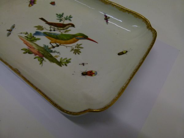 19th Century Meissen porcelain rectangular dish having polychrome painted decoration depicting two - Bild 2 aus 8