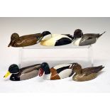 Six Val Bennett painted bronze duck figurines comprising: Pintail Duck Drake, Feb 1980, Pintail