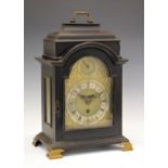 Staffordshire Interest - George II ebonised single-fusee bracket or table clock, John Smallwood,