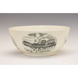 Eric Ravilious for Wedgwood - 'Race', a large black transfer printed bowl, 31cm diameter