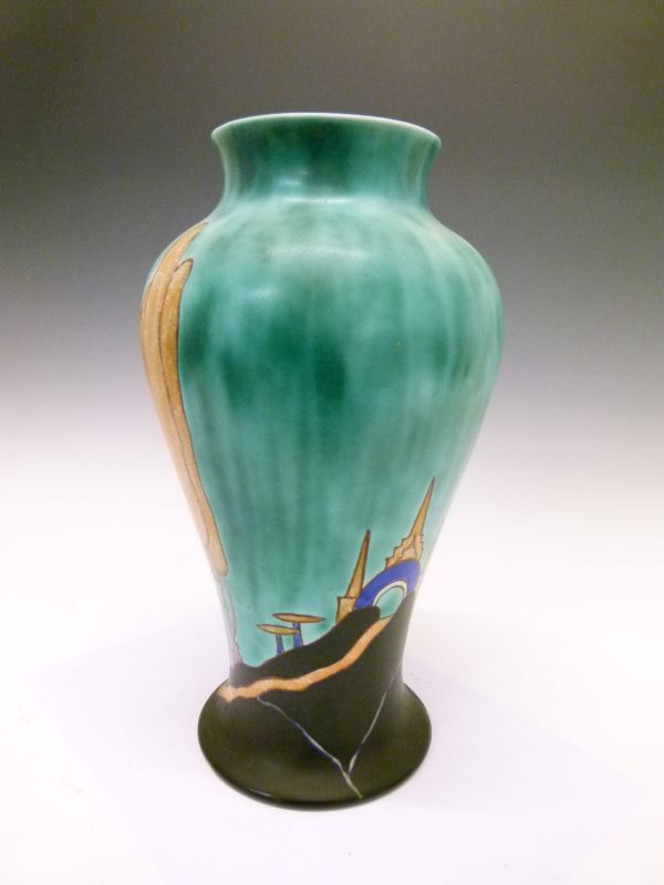 Clarice Cliff 'Inspiration Caprice' baluster shaped vase, 31cm high Condition: Some light crazing - Bild 4 aus 7