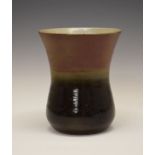 Charles Vyse, Chelsea Pottery vase of waisted flared form having a three tone brown glaze, incised