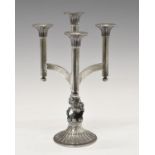 Elizabeth II silver 'Queens Silver Jubilee Candelabrum' having four branches supported by a cast