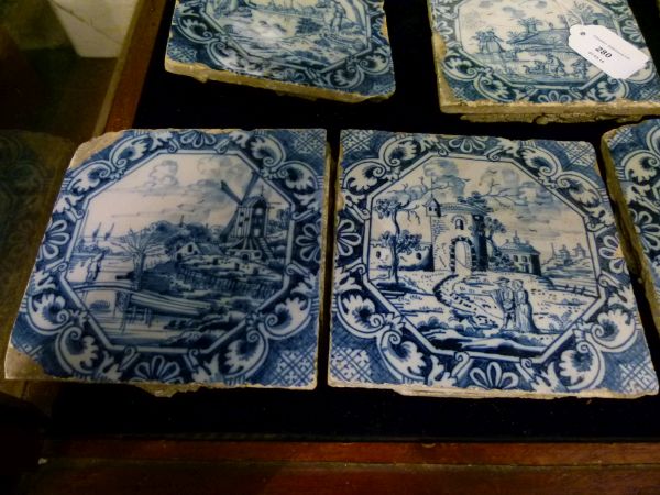 Group of ten mid 18th Century Liverpool Delft tiles, each decorated with a landscape or seascape - Bild 3 aus 5