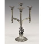 Elizabeth II silver 'Queens Silver Jubilee Candelabrum' having four branches supported by a cast