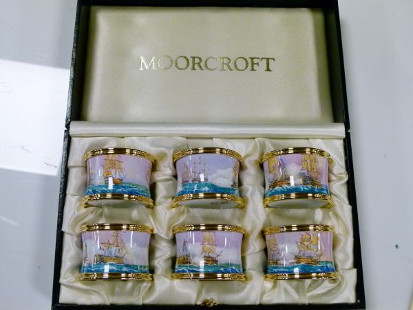 Peter Graves for Moorcroft - Set of six limited edition painted enamel 'Trafalgar' napkin rings, - Bild 3 aus 9
