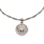 Single stone diamond 18ct white gold pendant, the brilliant cut estimated as weighing
