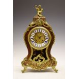 Late 19th Century French red boulle mantel clock, Japy Freres, Paris, the 12.5cm diameter cellular