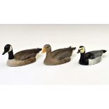 Three Val Bennett painted bronze goose figurines comprising: Canada Goose, Feb 1980, 19cm long,