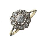 White sapphire daisy cluster dress ring, size M½, 2.5g gross approx Condition: