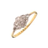 Diamond set dress ring, indistinctly marked, size O, 1.6g gross approx Condition: