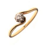 Solitaire diamond crossover design ring, size N, 2g gross approx Condition: