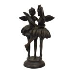 Modern bronzed figural statue of two angel ballerinas, 47cm high Condition: