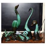 Five Blue Mountain (Canada) pottery birds, the largest 51cm high (5) Condition: