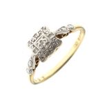 18ct and Platinum dress ring set nine diamonds in an illusion setting, size P, 2.6g gross approx