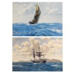 After John Chancellor - Two signed prints, 'HMS Beagle in the Galapagos' and 'Proud Little Coaster',