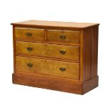 Late Victorian/Edwardian ash chest of two short over two long drawers on plinth base Condition: