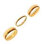 Three 22ct gold wedding bands, 11g gross approx Condition: