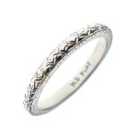 Engraved wedding band, the shank stamped Plat, size L, 4.4g gross approx Condition: