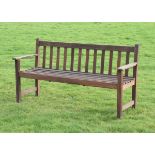 Teak garden bench by Wrinca of Ipswich, 158cm wide Condition: