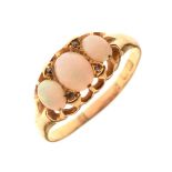 18ct gold dress ring set three graduated opals, size R, 2.6g gross approx Condition: