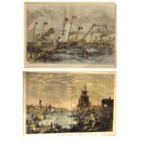 Eight assorted mid 19th Century hand-coloured engraved maritime prints to include; examples after