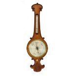19th Century oak framed barometer and thermometer by Bennett of Cheapside, having an engraved