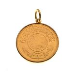 Gold Coin - Qatari Guinea in a pendant mount stamped 14K Condition: