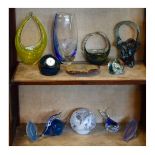 Assorted Caithness and other glassware to include; paperweight desk clock, vase etched with