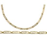 Greek key design necklace and similar bracelet, both stamped '585', 33g gross approx Condition: