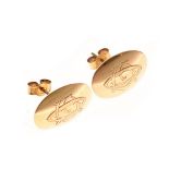 Pair of oval earrings having engraved monogram, 4.4g gross approx Condition: