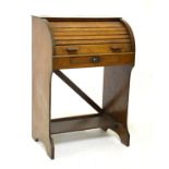 Early 20th Century child's oak cylinder bureau with tambour front over single drawer, 51cm wide x