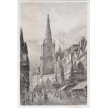 Print of 'High Street, Bristol' after Hutchinson, 39.5cm x 24cm, in oak mount, gilt slip and oak