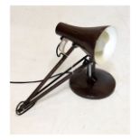 Modern Design - Brown-finished metal table lamp of Anglepoise design on circular base Condition: