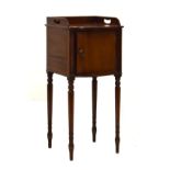 19th Century mahogany tray top pot cupboard raised on slender turned supports Condition: