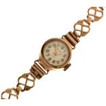 Lady's 9ct gold wristwatch, the Arabic dial marked 'Regency', manual wind movement marked 17