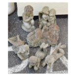 Garden Ornaments - Group of six assorted figures of children and angels, largest 38cm high