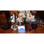 Assorted glassware to include; Caithness and other etched glassware, 'Bristol' blue paperweight,