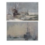 Pair of early 20th Century coloured prints after William Lionel Wyllie, each 24.5cm x 43cm, in