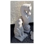 Garden Ornaments - Seahorse and rabbit, the larger 51cm high Condition: