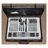 Briefcase fitted with a selection of 18/10 stainless steel cutlery Condition: