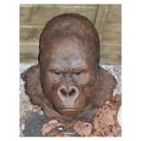 Garden Ornaments - Large painted wall mask of a gorilla, 38cm high Condition: