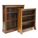 Two 20th Century oak open bookcases, the larger with fluted pilasters, 91cm wide x 107cm high