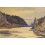 Winifred Jones - Watercolour - The Avon Gorge with the Clifton Suspension Bridge, signed lower left,