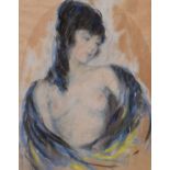 Marian Levey (20th Century) - Pastel - Portrait of a young lady, depicted half length disrobed,