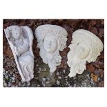 Garden Ornaments - Pair of wall brackets, each modelled as Flora, 23cm high, together with a