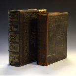 Late Victorian brass bound leather family Bible, together with a leather bound volume of the Works