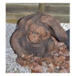 Garden Ornaments - Painted figure of a seated orangutan, 33cm high Condition: